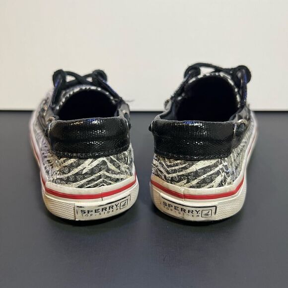 Girls SPERRY Top-Sider Bahama Sequin Zebra Print Boat Shoes / Size 13M - Picture 5 of 10